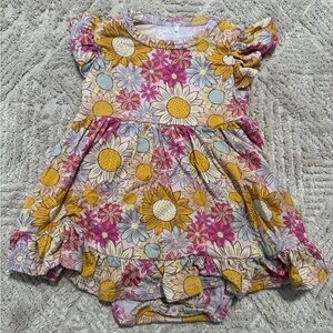 Posh Peanut Colorful Sunflower and Daisy Baby Bodysuit Dress